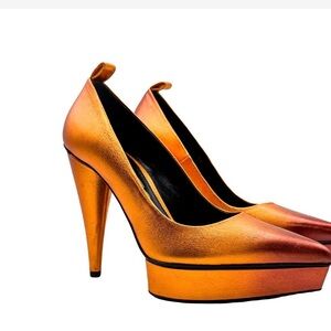 Tom Ford Women's Vibrant Orange Metallic Heels